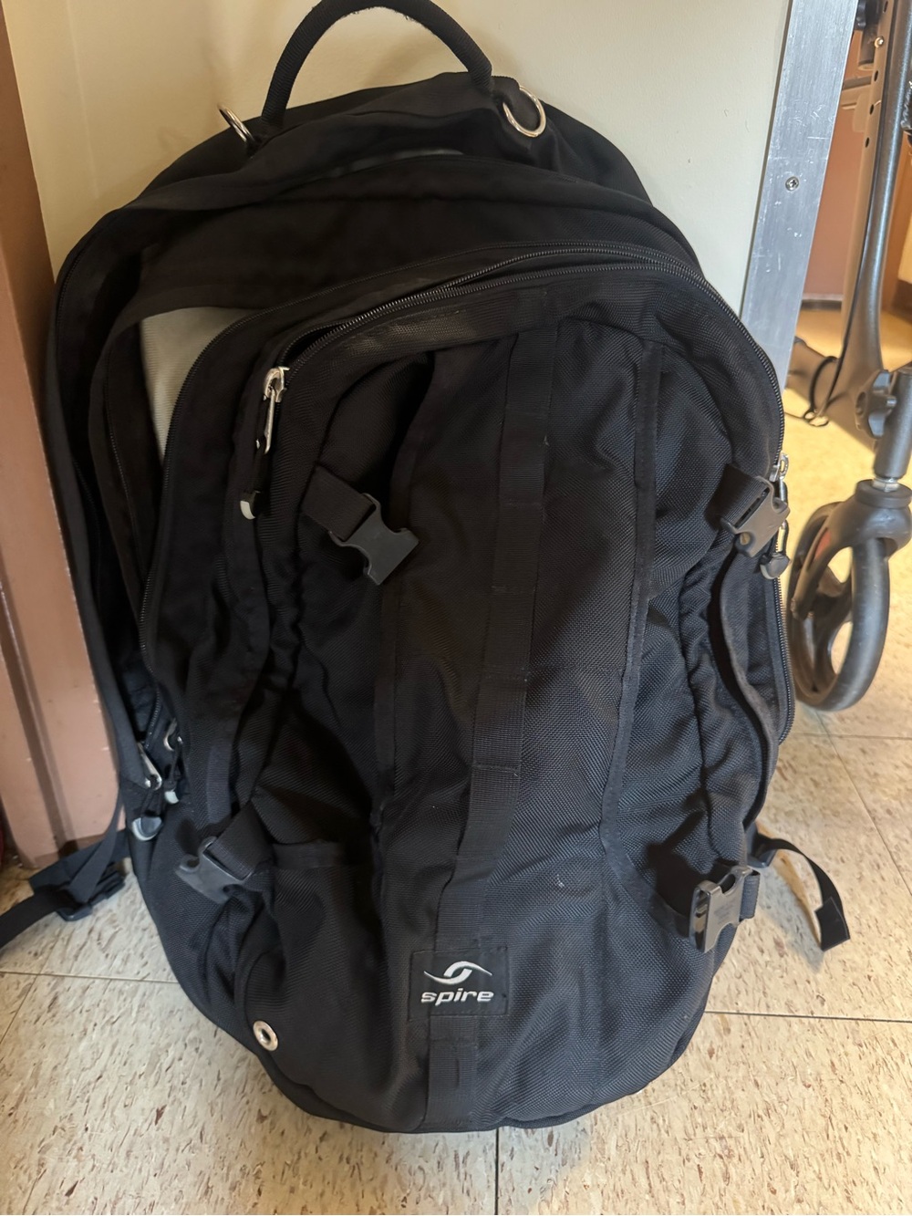 Aspire Black Men's Travel Backpack with Multiple Pockets